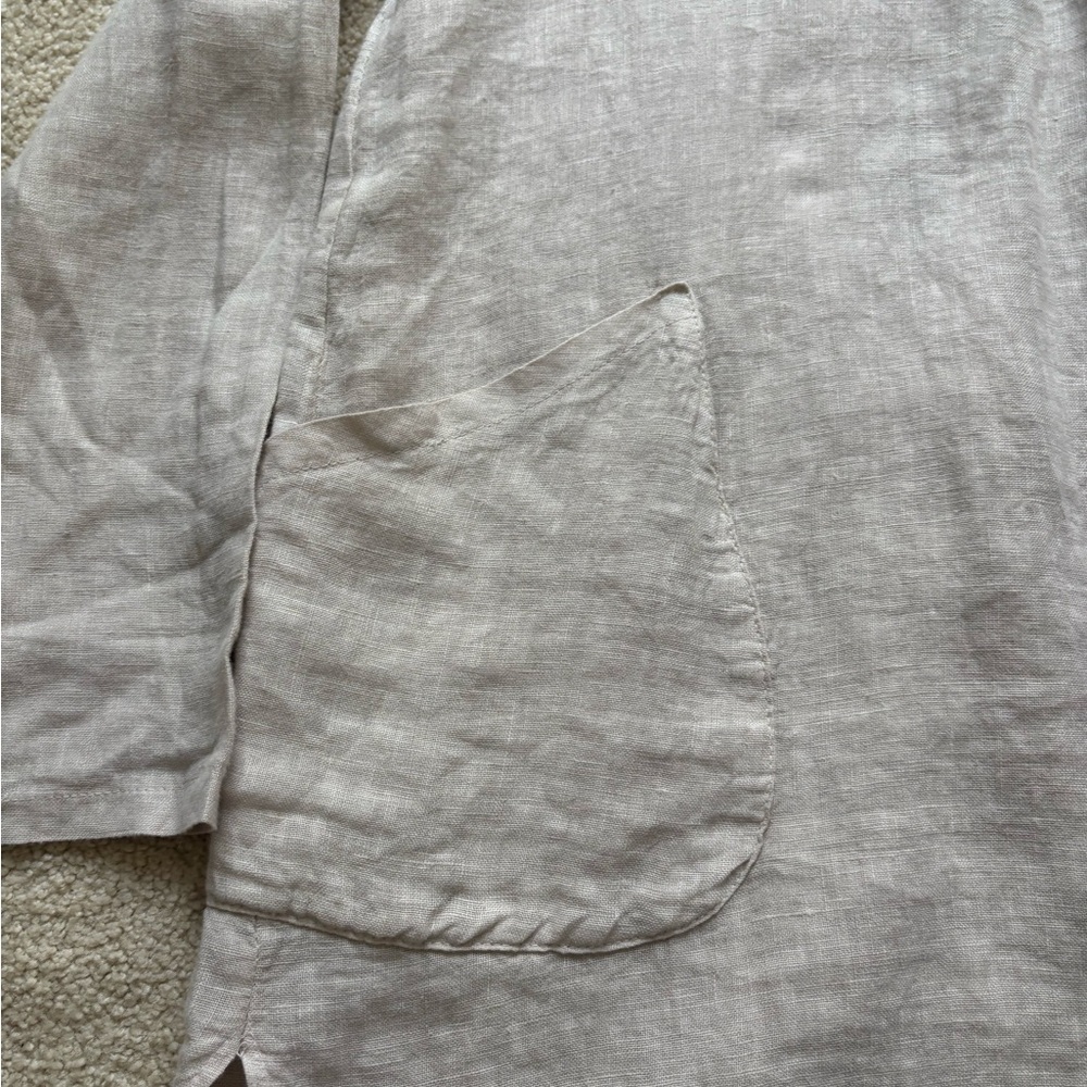 Francesca Bettini 100% Linen Tunic shirt Top Beige Made in Italy Size S - Picture 3 of 8